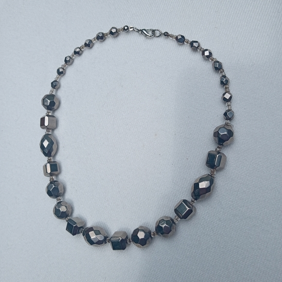 Vtg Metallic Bead Necklace 16" - Picture 8 of 10